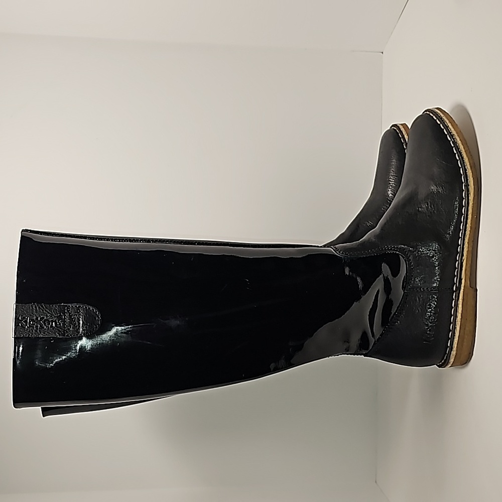Kickers Credo2 Black Patent Knee High Boots Sz 37 Side Zip Equestrian Riding - Picture 3 of 16